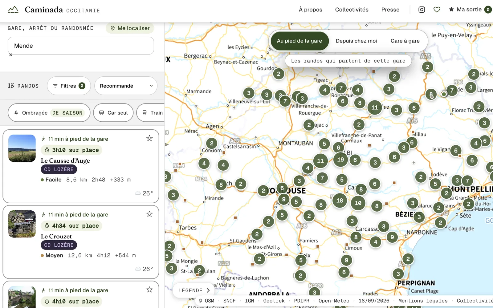 Carte interactive de caminada.fr