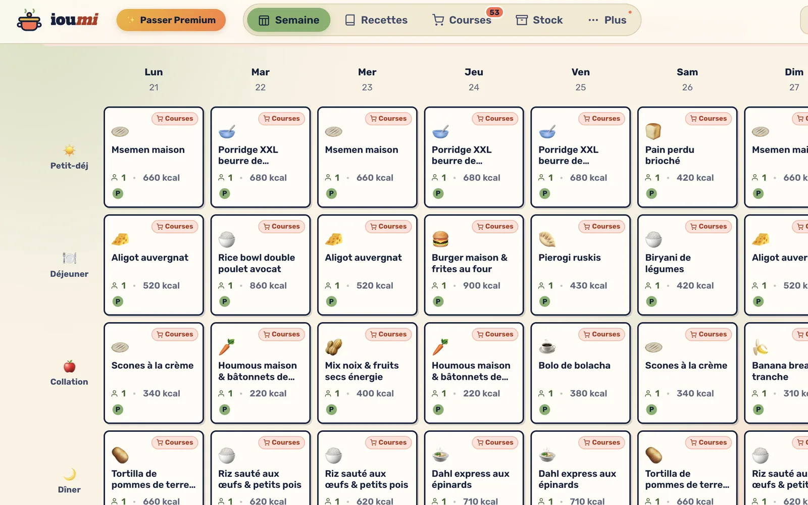 Plan de la semaine dans ioumi