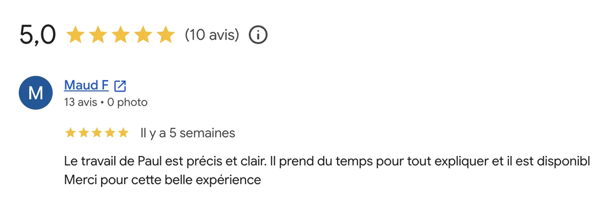 Les avis de la fiche Google de Nombre 9. : cinq sur cinq, dix avis